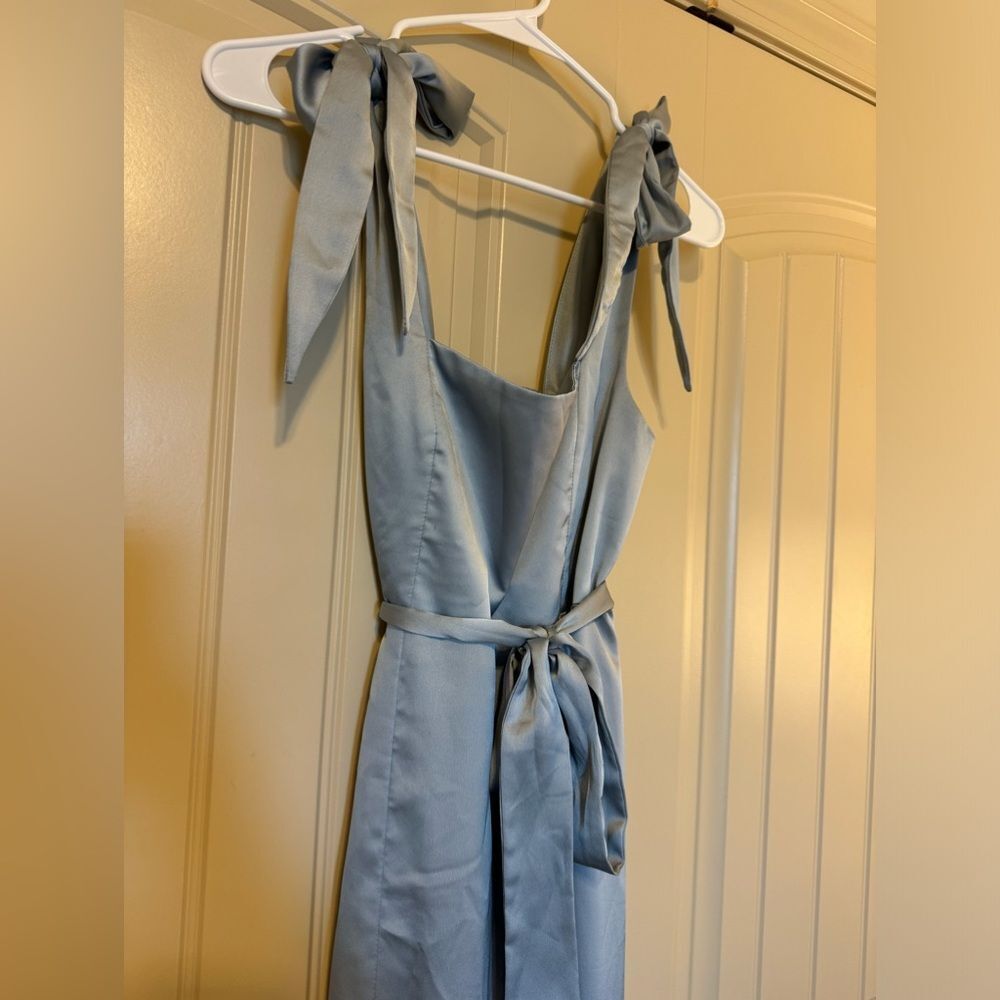 Show Me Your Mumu Claire Midi Dress | Small | Steele Blue Luxe Satin - Picture 7 of 10